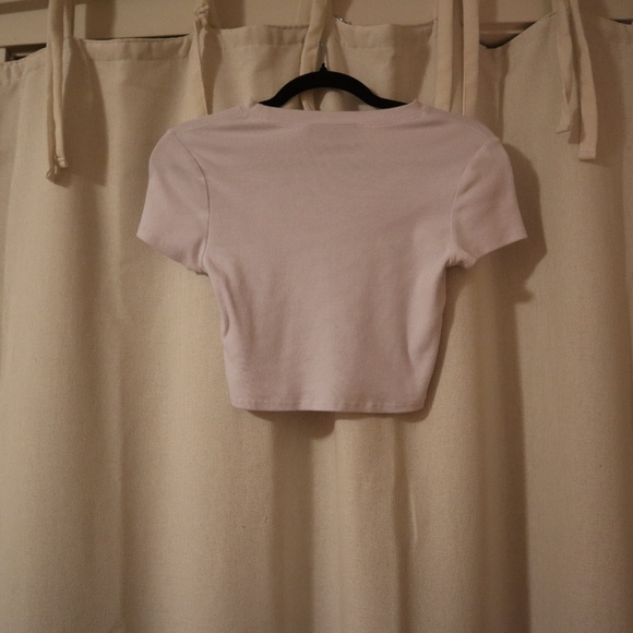 White Fitted Crop T-Shirt - Picture 2 of 2